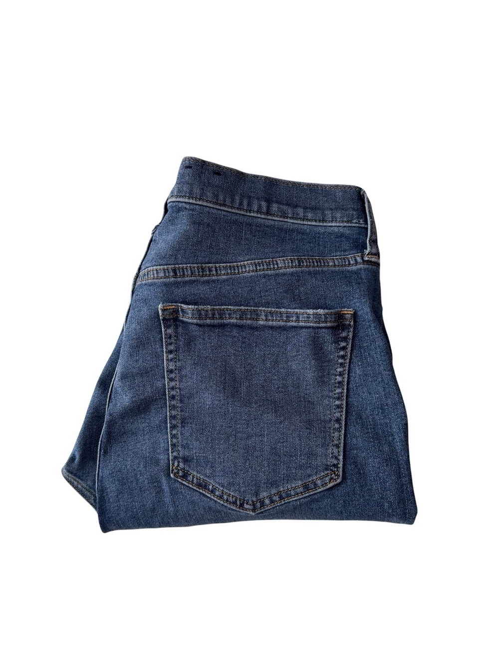 GAP True Skinny Sky High Raw Hem Medium Indigo 8 Wash High Rise Stretch Jeans